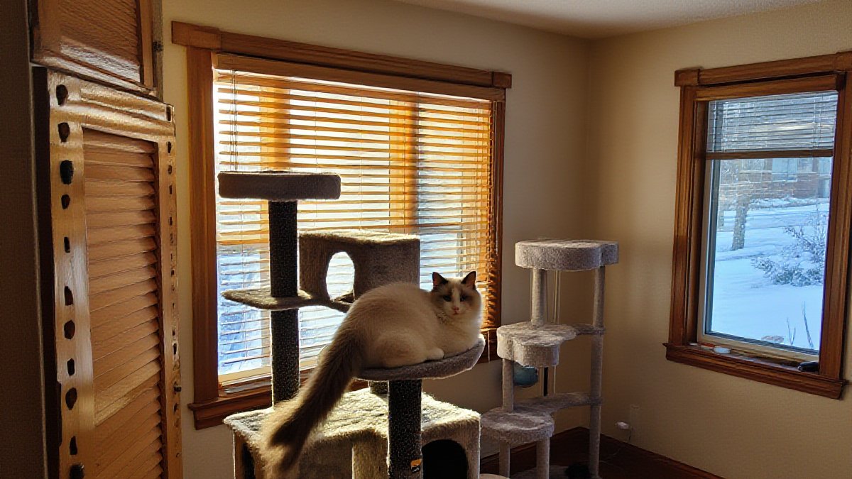 An indoor cat watching Missouri winter from the window — indoor life still needs a vaccine plan